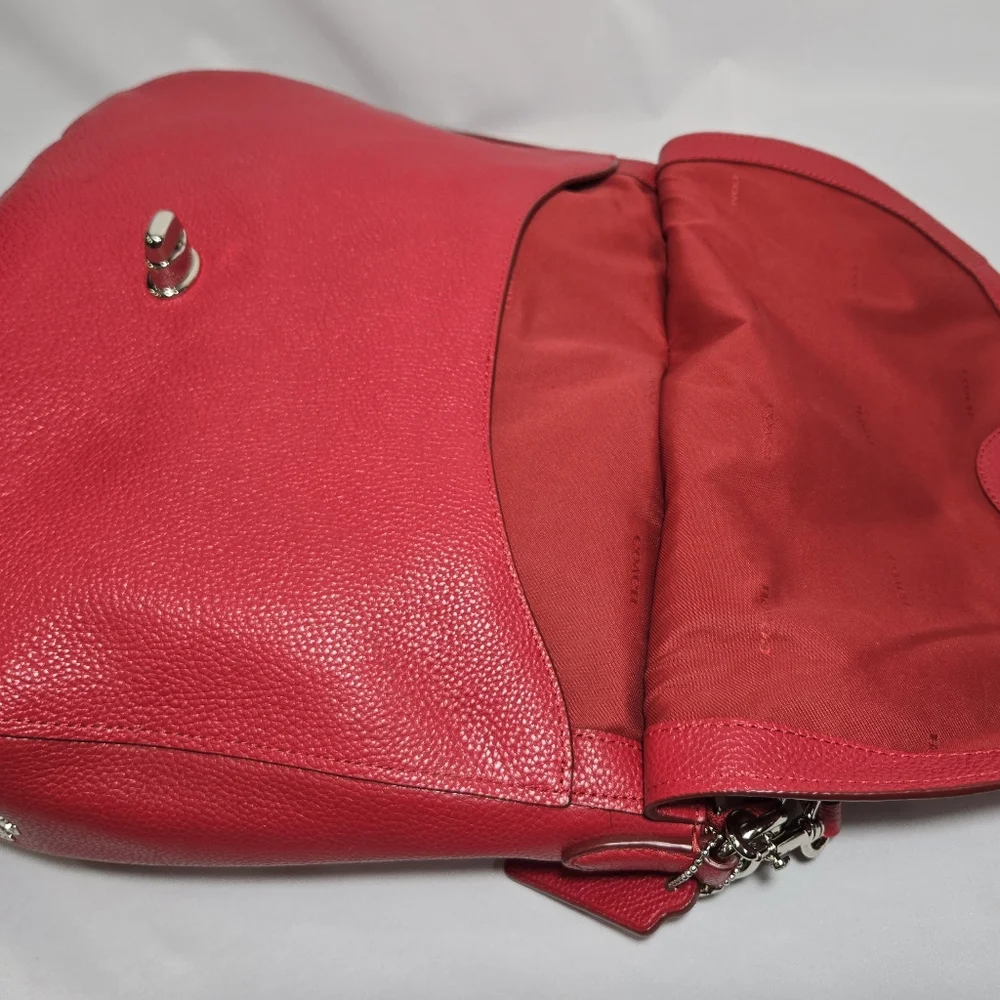 Coach Pebbled Leather Turnlock Hobo Red Purse